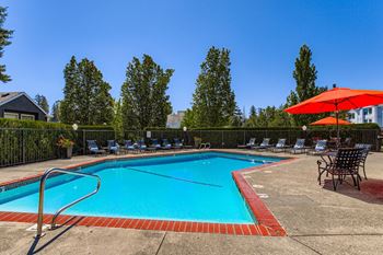 Glistening pool and year round spa